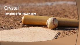  Presentation with baseball home plate - Cool new theme with baseball and bat at home backdrop and a coral colored foreground