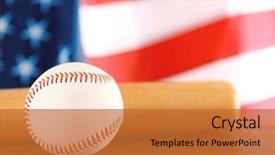  Presentation with american flag - Colorful PPT theme enhanced with baseball and bat on background backdrop and a red colored foreground