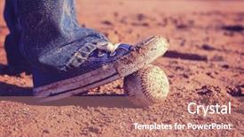  Presentation with vintage baseball - Slide deck with baseball and sneakers background and a coral colored foreground