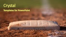  Presentation with baseball field - PPT theme consisting of baseball base with the chalk background and a tawny brown colored foreground
