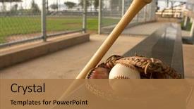  Presentation with baseball - Presentation design with baseball bat and glove background and a coral colored foreground
