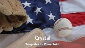 Presentation with baseball - Beautiful slides featuring baseball bat and glove backdrop and a coral colored foreground