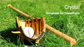  Presentation with base - PPT theme with baseball bat ball and glove background and a tawny brown colored foreground
