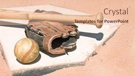  Presentation with baseball home plate - Presentation theme enhanced with baseball-bat-glove-and-ball background and a lemonade colored foreground