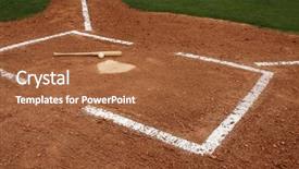  Presentation with baseball home plate - PPT theme featuring baseball bat near home plate background and a red colored foreground