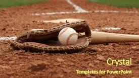  Presentation with home - PPT theme consisting of baseball bat near home plate background and a tawny brown colored foreground