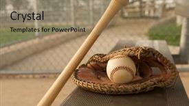  Presentation with baseball - Beautiful PPT layouts featuring baseball bat on the bench backdrop and a coral colored foreground