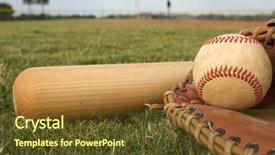  Presentation with baseball field - PPT layouts with baseball bat on the field background and a tawny brown colored foreground