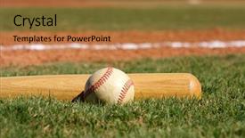  Presentation with baseball little league - Presentation theme featuring baseball bat on the grass background and a  colored foreground