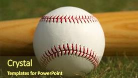  Presentation with baseball bases - PPT theme consisting of baseball bat on the grass background and a tawny brown colored foreground