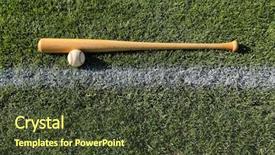  Presentation with google baseball - Presentation theme consisting of baseball bat on the grass background and a tawny brown colored foreground