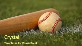  Presentation with mlb baseball - Colorful presentation design enhanced with baseball bat on the grass backdrop and a tawny brown colored foreground