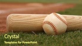  Presentation with baseball - Presentation theme having baseball bat on the grass background and a  colored foreground