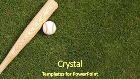  Presentation with baseball - Audience pleasing slide deck consisting of baseball bat on the grass backdrop and a tawny brown colored foreground