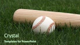  Presentation with mlb baseball - Slides with baseball bat on the grass background and a tawny brown colored foreground