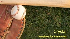  Presentation with mlb baseball - Slide deck featuring baseball bat on the grass background and a tawny brown colored foreground