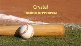  Presentation with baseball - Slides enhanced with baseball bat on the grass background and a red colored foreground