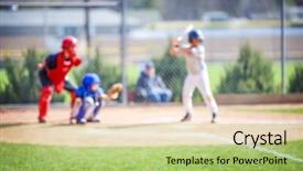  Presentation with baseball field - Slide deck featuring baseball blur background background and a mint green colored foreground