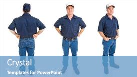  Presentation with perspectives - Colorful theme enhanced with baseball cap - blue collar worker three full backdrop and a teal colored foreground