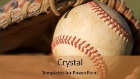  Presentation with baseball - Beautiful PPT theme featuring baseball-close-up backdrop and a gold colored foreground
