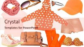  Presentation with orange - Colorful presentation theme enhanced with baseball diamond - collage of clothes in orange backdrop and a coral colored foreground