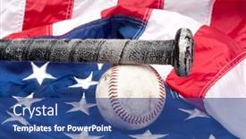  Presentation with american flag - PPT layouts having baseball-equipment-including-a-bat background and a ocean colored foreground