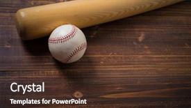  Presentation with baseball - Slide deck with baseball equipment wooden bat background and a tawny brown colored foreground