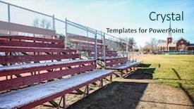  Presentation with english alphabet set in old - Theme enhanced with baseball field - set of old wooden bleachers background and a sky blue colored foreground