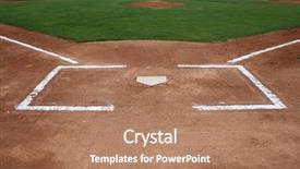  Presentation with baseball home plate - PPT layouts featuring baseball field at home plate background and a coral colored foreground
