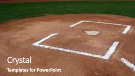  Presentation with baseball home plate - Audience pleasing slide set consisting of baseball field at home plate backdrop and a tawny brown colored foreground