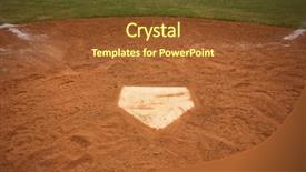  Presentation with baseball home plate - Audience pleasing PPT theme consisting of baseball field from home plate backdrop and a tawny brown colored foreground
