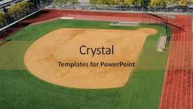  Presentation with baseball diamond - Presentation featuring baseball field in the city background and a yellow colored foreground