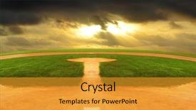  Presentation with baseball field - Slide deck having baseball field looking background and a gold colored foreground