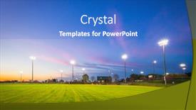  Presentation with baseball field - Presentation theme featuring outfield - baseball field with lights background and a cobalt blue colored foreground