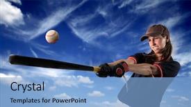  Presentation with baseball - Colorful slide set enhanced with baseball girl training backdrop and a light blue colored foreground