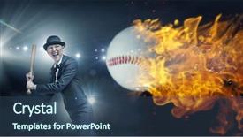  Presentation with training - PPT theme with baseball girl training background and a ocean colored foreground
