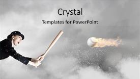  Presentation with training - Theme with baseball girl training background and a light gray colored foreground