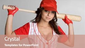  Presentation with softball - Amazing presentation theme having baseball girl backdrop and a coral colored foreground