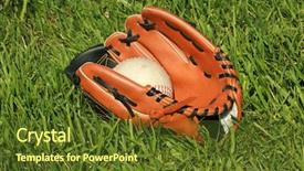  Presentation with base ball field - Amazing theme having baseball glove and base ball backdrop and a tawny brown colored foreground