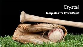  Presentation with baseball - Presentation design enhanced with baseball-glove-ball-and-bat background and a black colored foreground