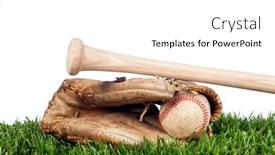  Presentation with baseball - Presentation consisting of baseball-glove-ball-and-bat background and a white colored foreground