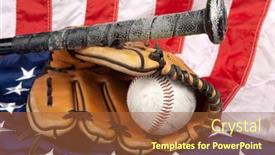 Presentation with american flag - PPT layouts enhanced with baseball-glove-baseball-and-bat background and a red colored foreground