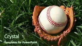  Presentation with mlb baseball in a glove - Cool new presentation theme with baseball glove with a baseball backdrop and a tawny brown colored foreground