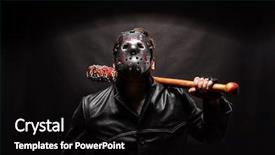  Presentation with hockey - Colorful presentation theme enhanced with baseball hockey - bloody maniac in mask backdrop and a black colored foreground
