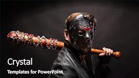 Presentation with leather - Slide set having baseball hockey - bloody maniac in mask background and a black colored foreground