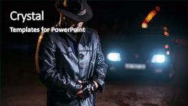  Presentation with graduation black graduate hat - PPT theme enhanced with baseball hockey - maniac in black leather coat background and a  colored foreground