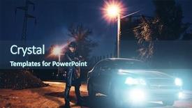  Presentation with leather - Cool new slide deck with baseball hockey - maniac in leather coat backdrop and a ocean colored foreground