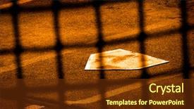  Presentation with baseball - Slide deck with baseball home plae and backstop background and a tawny brown colored foreground