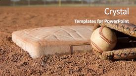  Presentation with mlb baseball - Presentation theme having baseball in a glove near background and a coral colored foreground