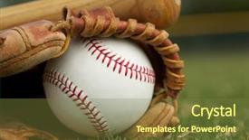  Presentation with mlb baseball - Colorful theme enhanced with baseball in a glove backdrop and a tawny brown colored foreground